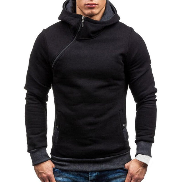 Diagonal Zipper Long Sleeve Hoodie – xroder