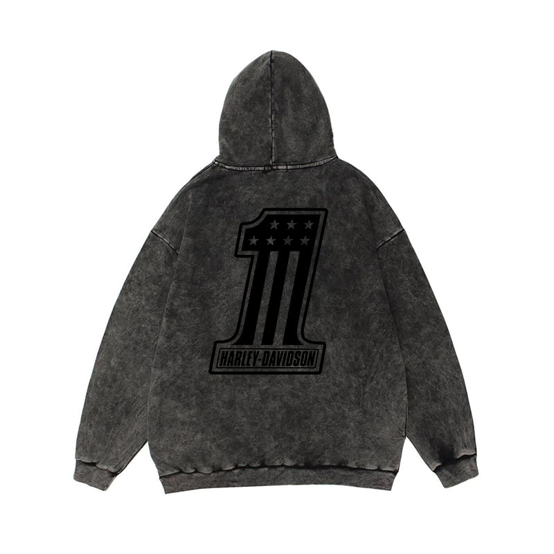 H D One Logo Washed Cotton Hoodie