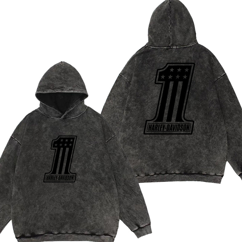 H D One Logo Washed Cotton Hoodie