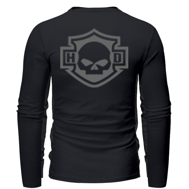 H D Basic Skull Logo Pullover Long-sleeved T-shirt