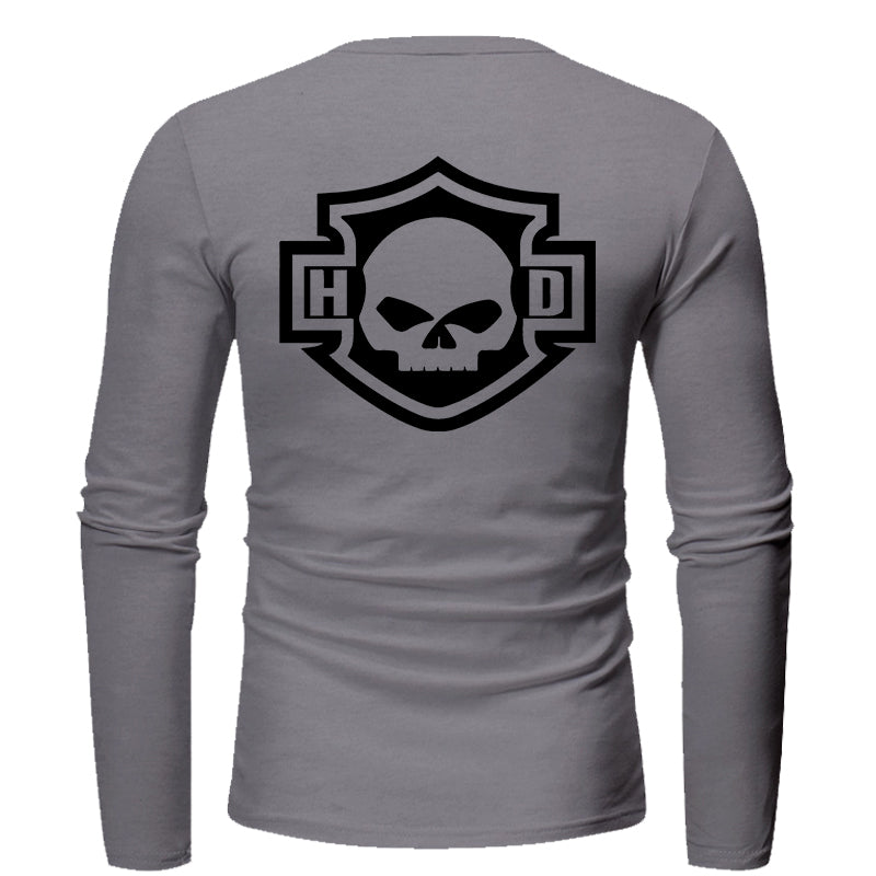 H D Basic Skull Logo Pullover Long-sleeved T-shirt