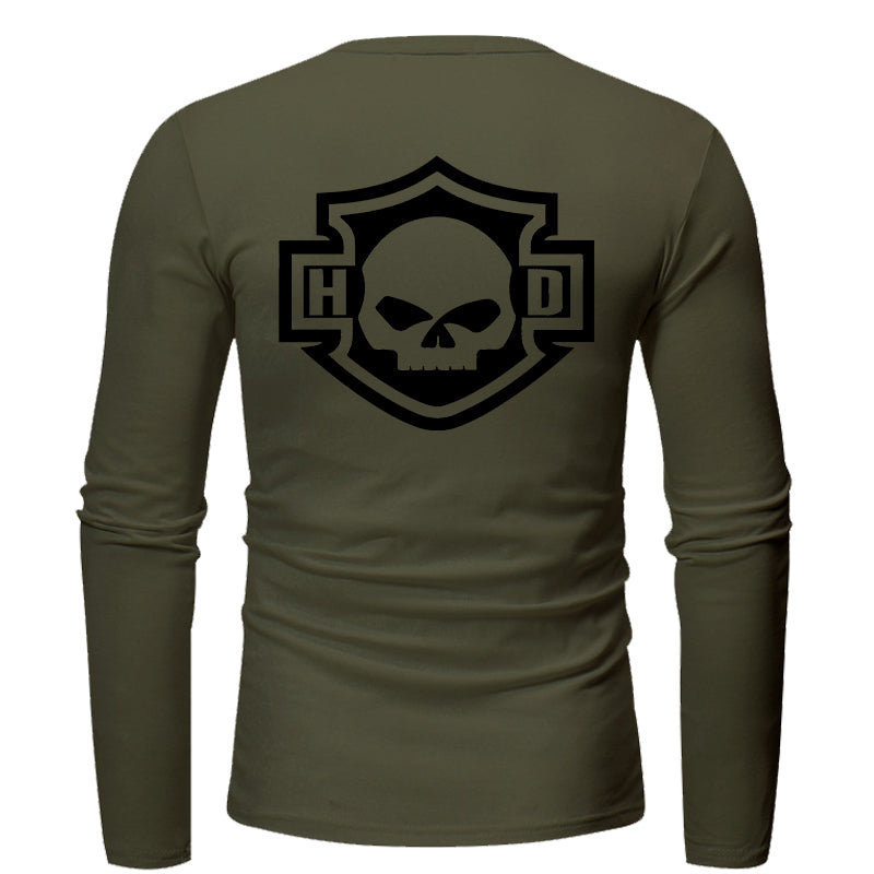 H D Basic Skull Logo Pullover Long-sleeved T-shirt