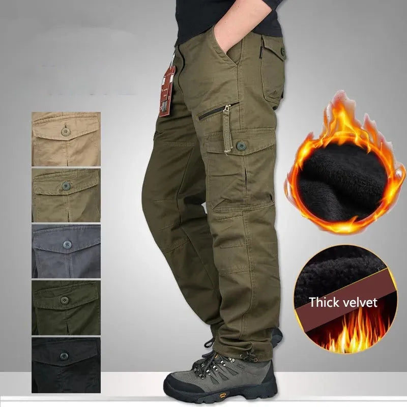 Winter Fleece Thick Warm  Baggy Cargo Pants