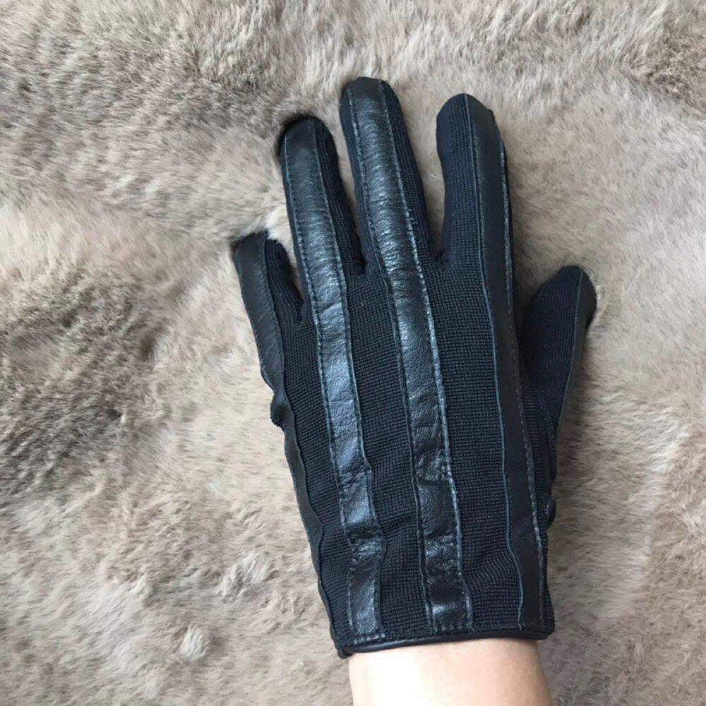 Genuine Leather Prisoner Stripe Gloves