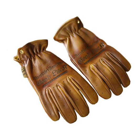 Cowhide Leather Full Finger Motorcycle Vintage Gloves