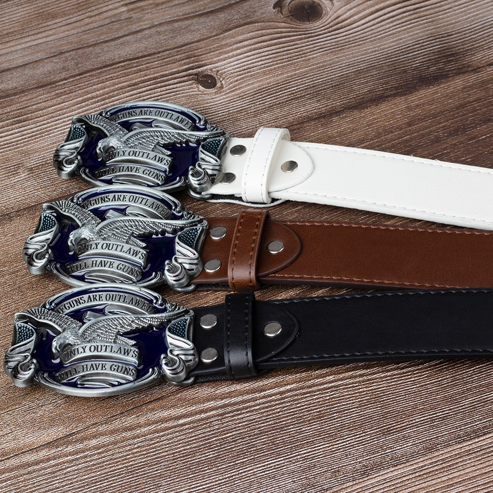 Metal Buckle Cowboy Eagle Belt