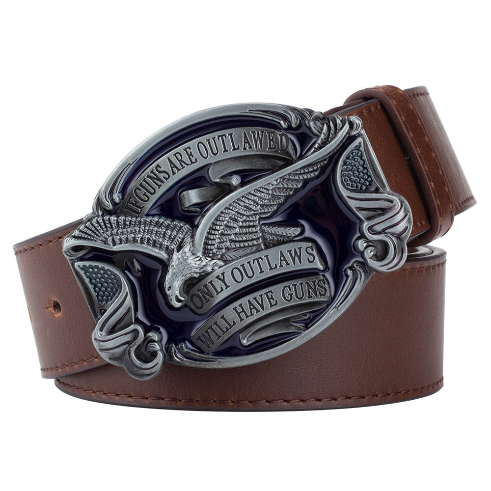 Metal Buckle Cowboy Eagle Belt