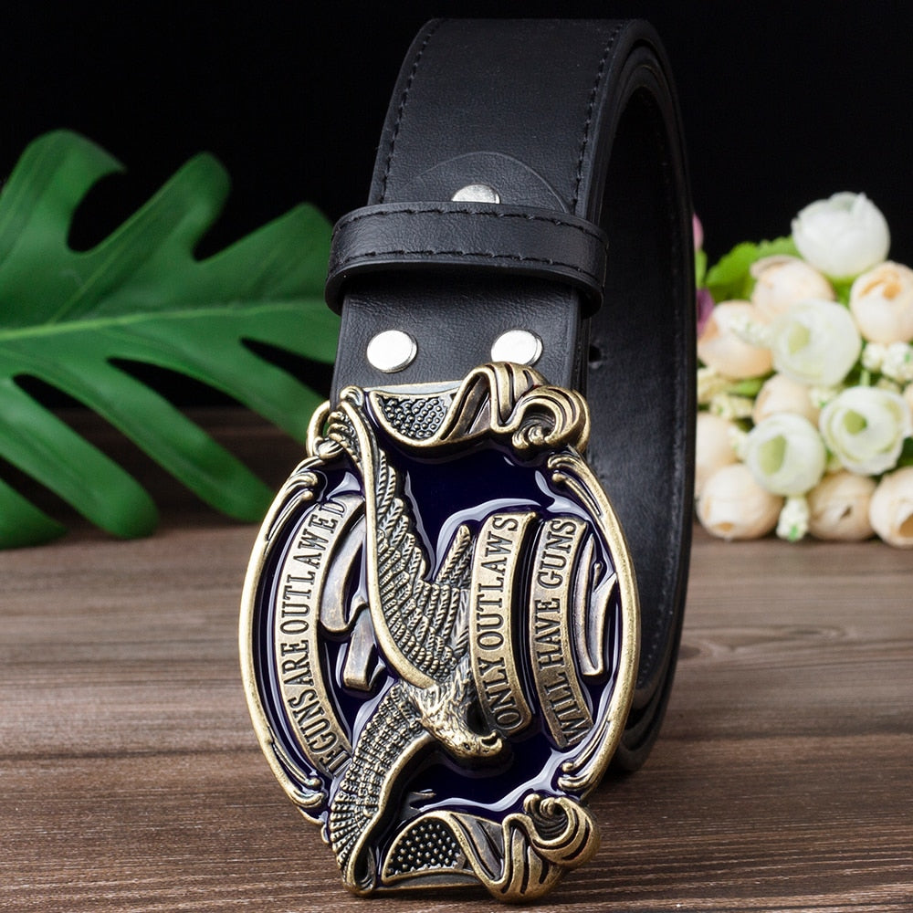 Metal Buckle Cowboy Eagle Belt