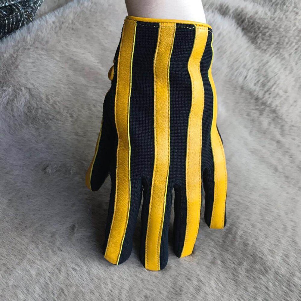 Genuine Leather Prisoner Stripe Gloves