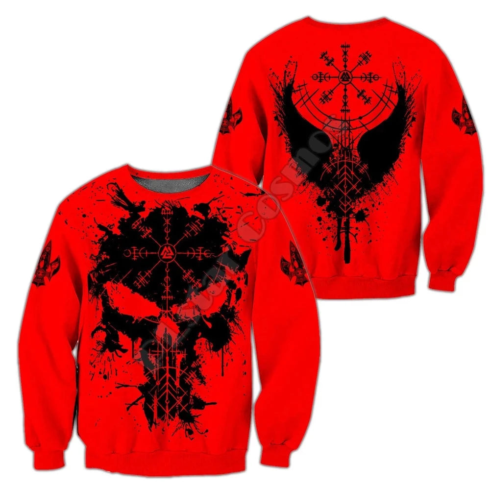 Red 3D Skull Printing Topwear