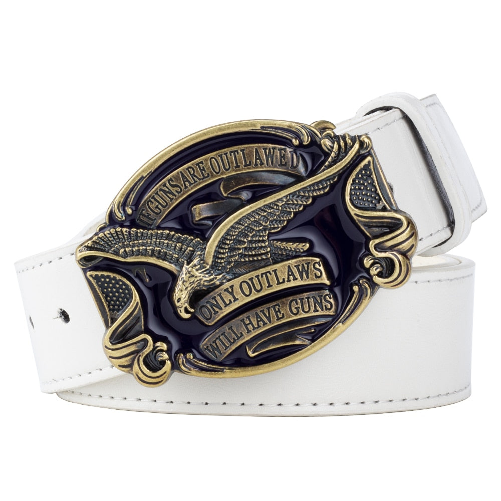 Metal Buckle Cowboy Eagle Belt