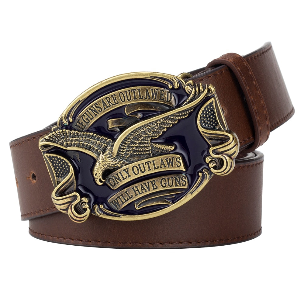 Metal Buckle Cowboy Eagle Belt