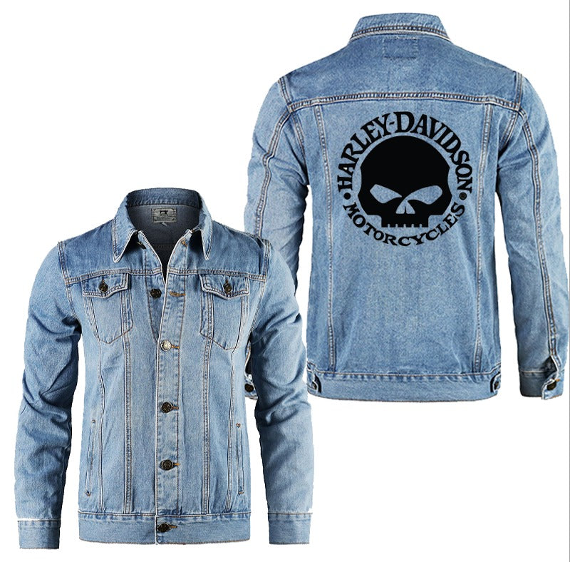 H D Skull Logo Denim Jacket