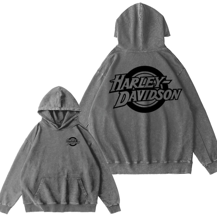 H D Lettering Vintage Washed Cotton Hoodie