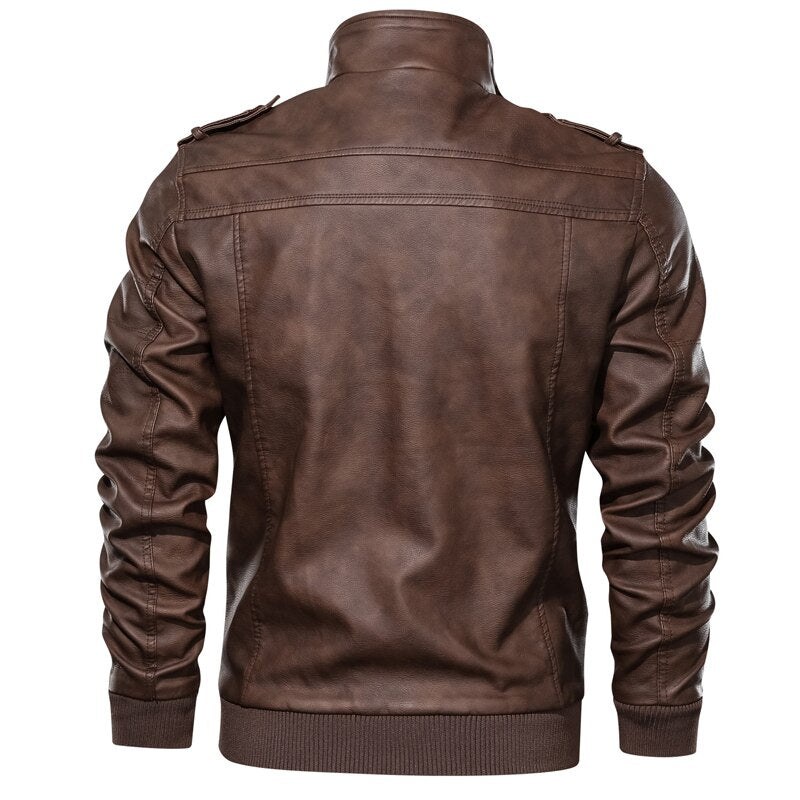 PU Leather Motorcycle Rider Casual Jacket