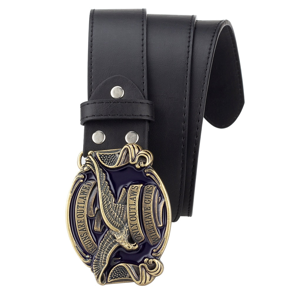 Metal Buckle Cowboy Eagle Belt