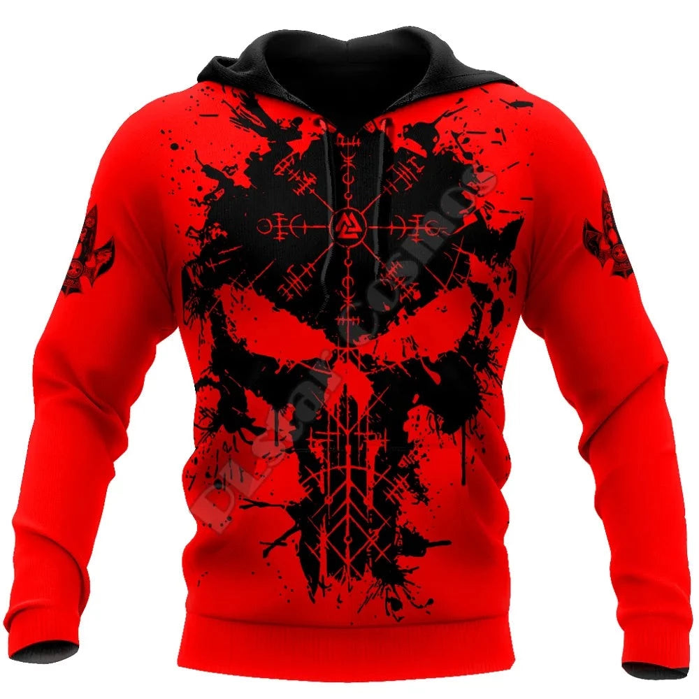 Red 3D Skull Printing Topwear