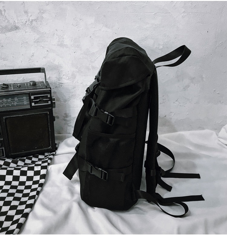 Black Large Capacity Nylon Backpack