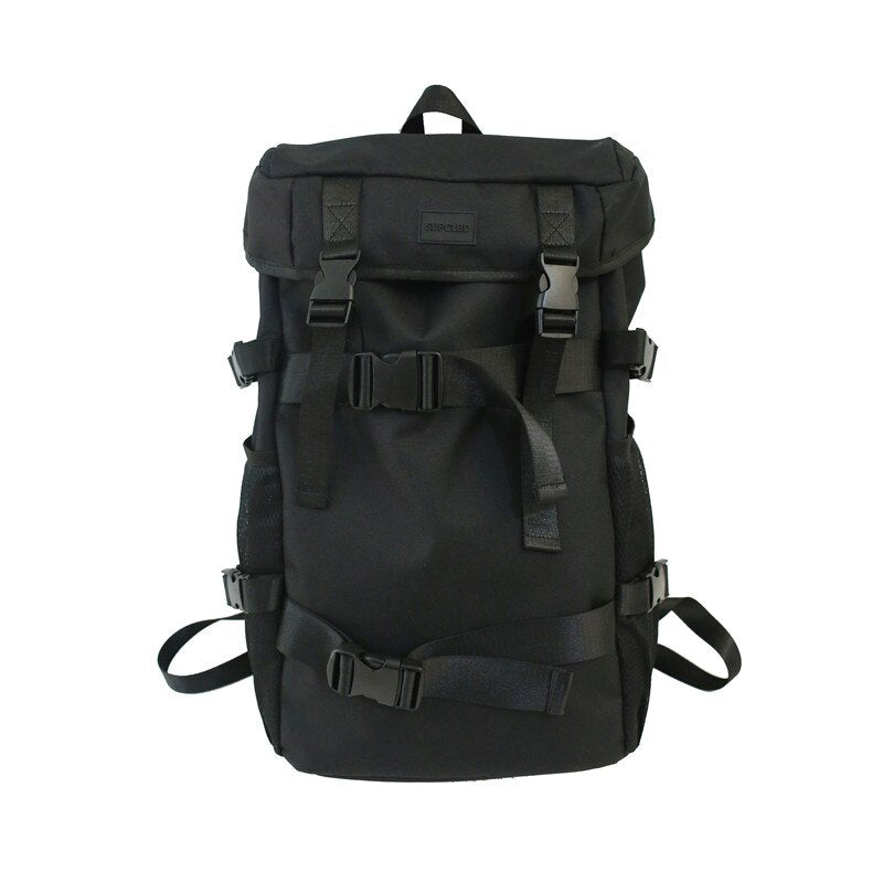 Black Large Capacity Nylon Backpack