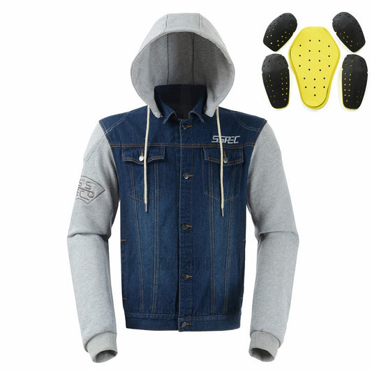 Denim Protective Arms Motorcycle Hoodie