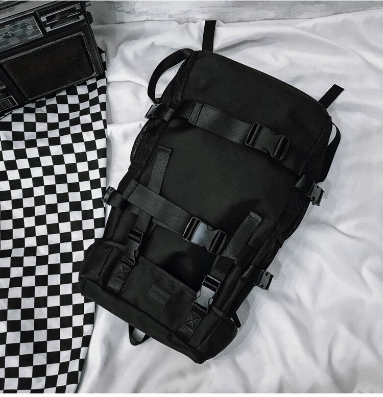 Black Large Capacity Nylon Backpack