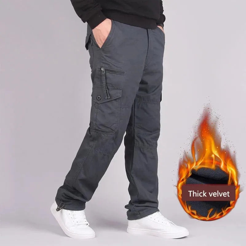 Winter Fleece Thick Warm  Baggy Cargo Pants