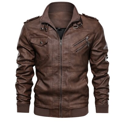 PU Leather Motorcycle Rider Casual Jacket