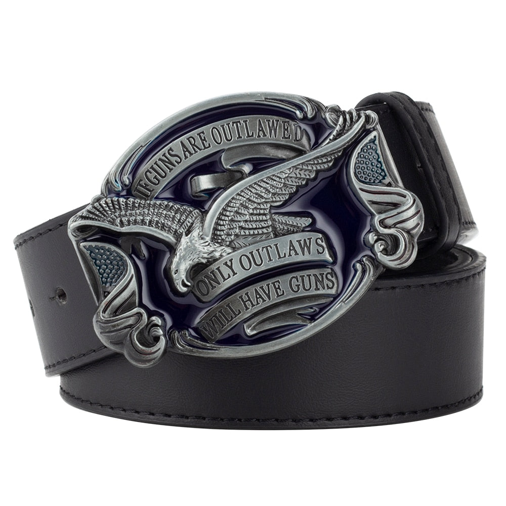 Metal Buckle Cowboy Eagle Belt