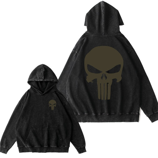 Punisher Skull Vintage Washed Cotton Hoodie