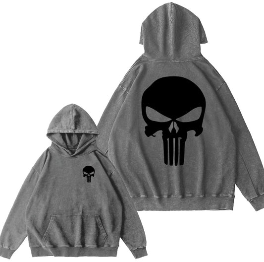 Punisher Skull Vintage Washed Cotton Hoodie