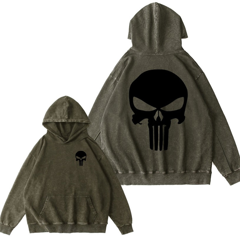 Punisher Skull Vintage Washed Cotton Hoodie