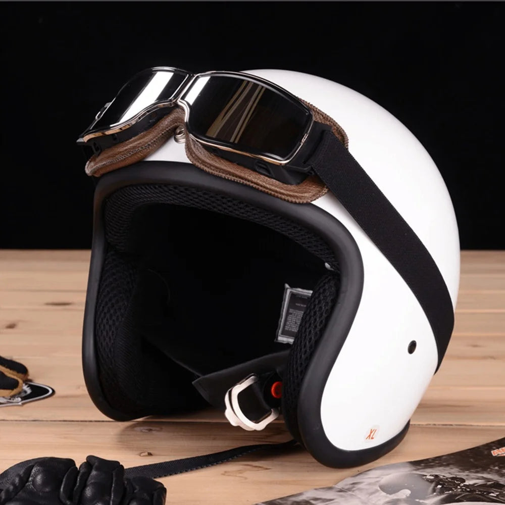 Retro Motorcycle Pilot Windproof Leather Glasses