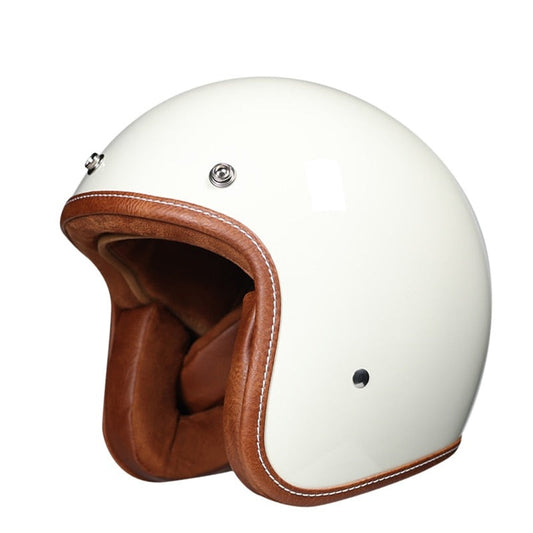 Vintage Open Face PU Leather Motorcycle Helmet