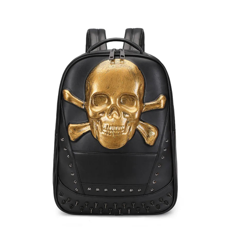 3D Skull Leather Travel Backpack