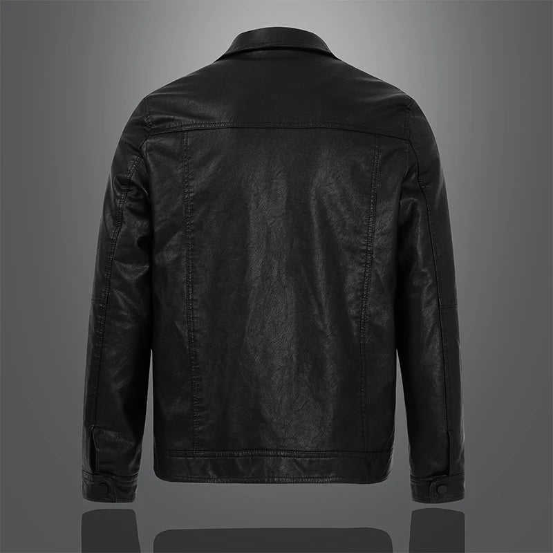 Black Faux Leather Warm Winter Bomber Jacket