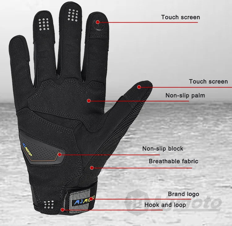 Black Brown Breathable Motocross Gloves