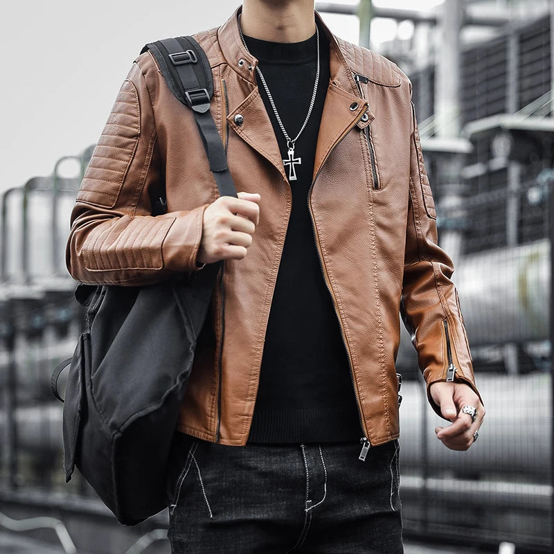 Black Slim Fit Jacket PU Leather Jacket