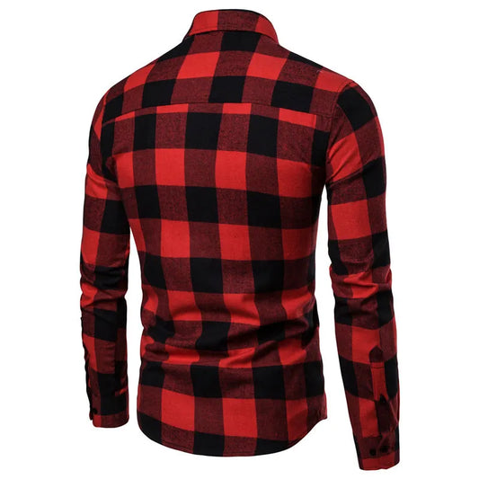 Casual Long-sleeved Cotton Plaid Shirt