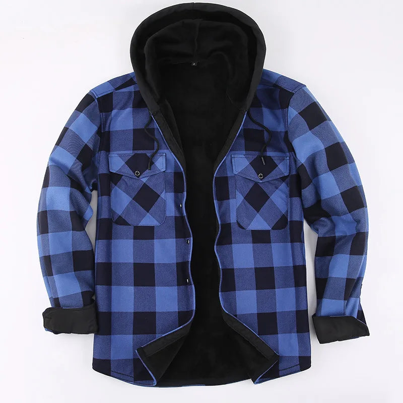 Plaided Fleece Warm Cotton Hoodie