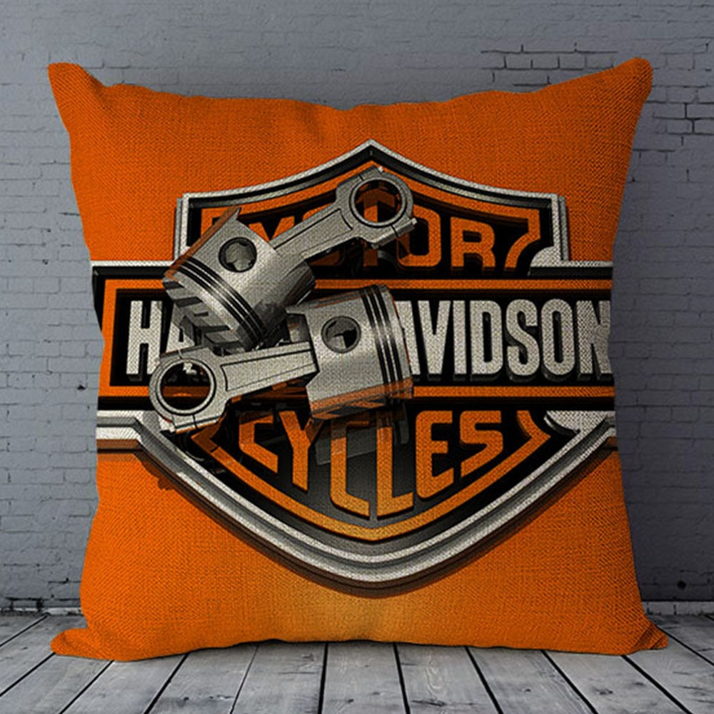 Motorcycle H D Cotton Linen Square Throw Pillow Cover