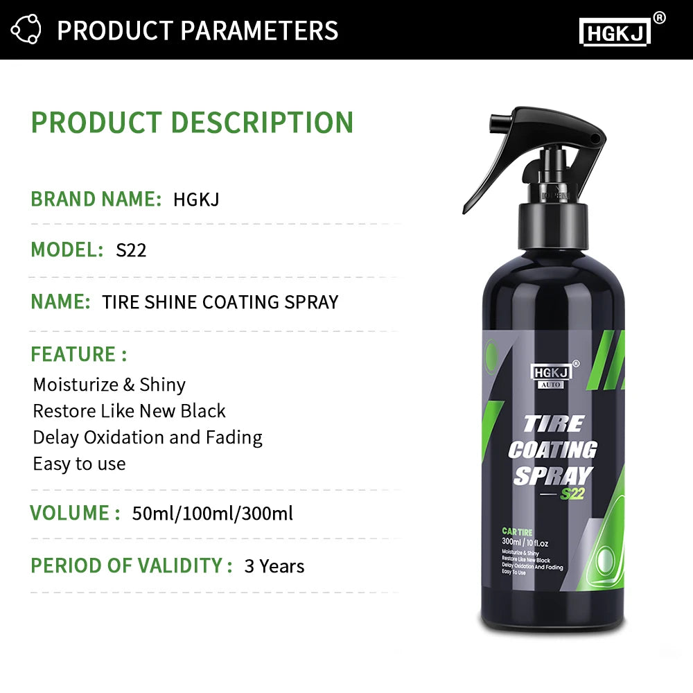 Long Lasting Tire High Gloss Easy Application Cleaner Coating