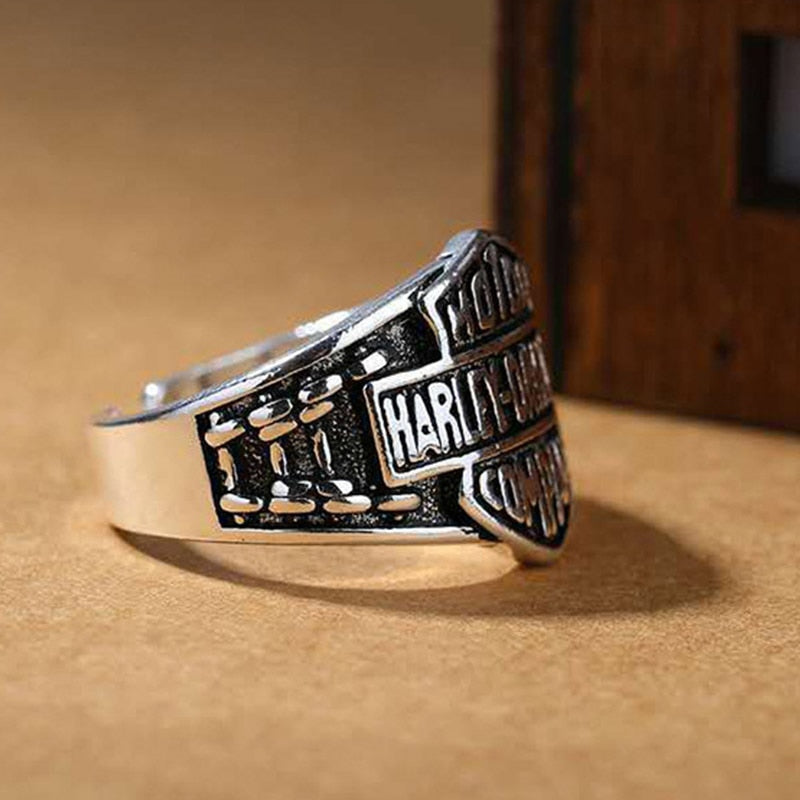 H D Logo Engraved Steel Ring