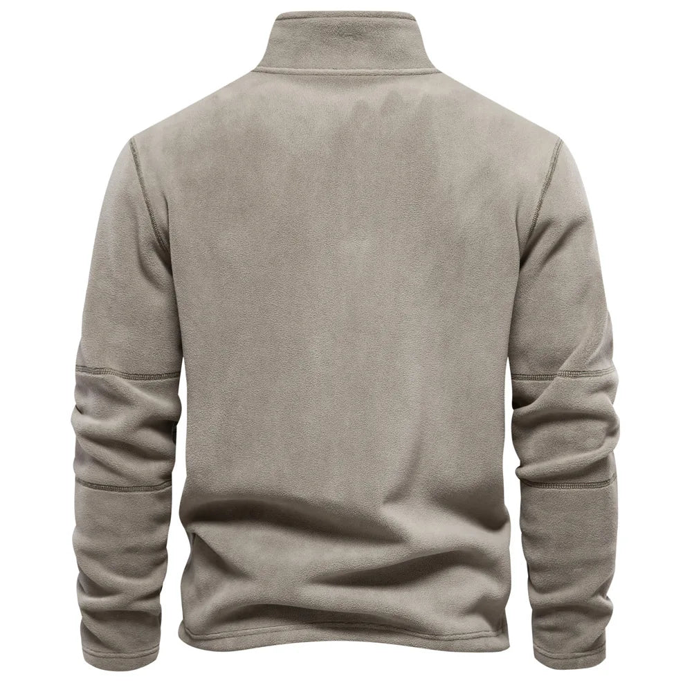 Lamb Wool Half High Neck Zipper Warm Sweatshirt