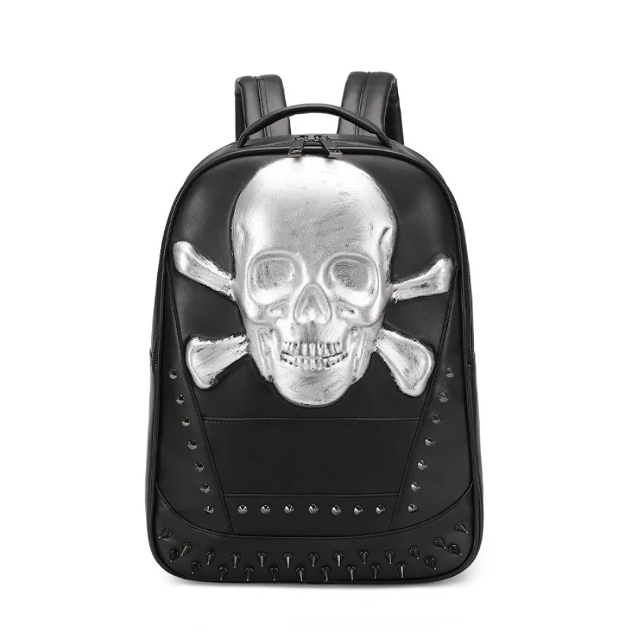 3D Skull Leather Travel Backpack