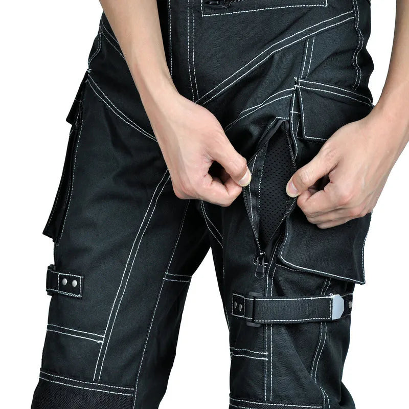 Motorcycle Riding Anti-fall Reflective Strips Multi-Pocket Jeans