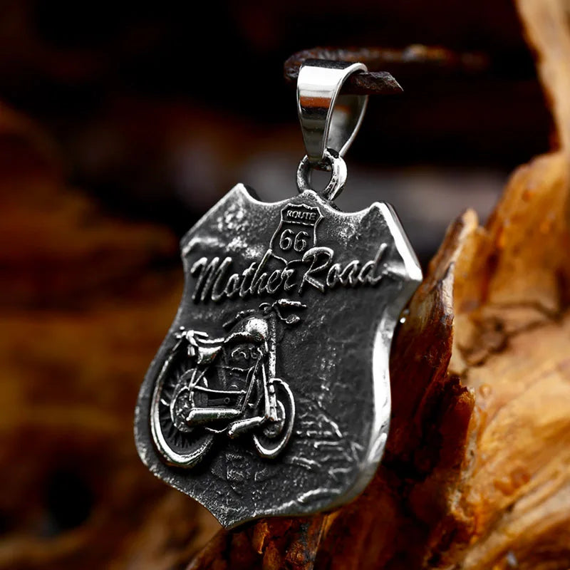 Route 66 Road Sign Biker Pendant