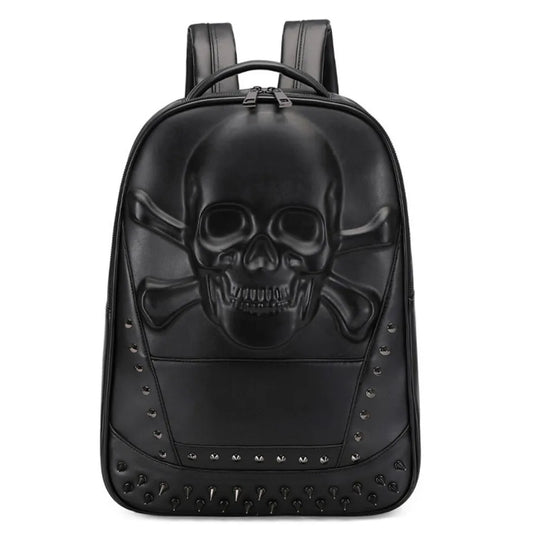 3D Skull Leather Travel Backpack