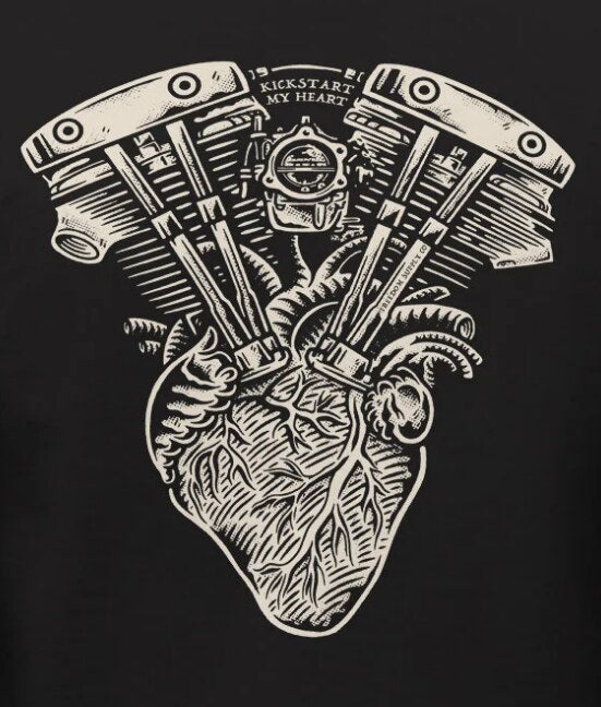 Black VTwin Engine Cotton Tshirt