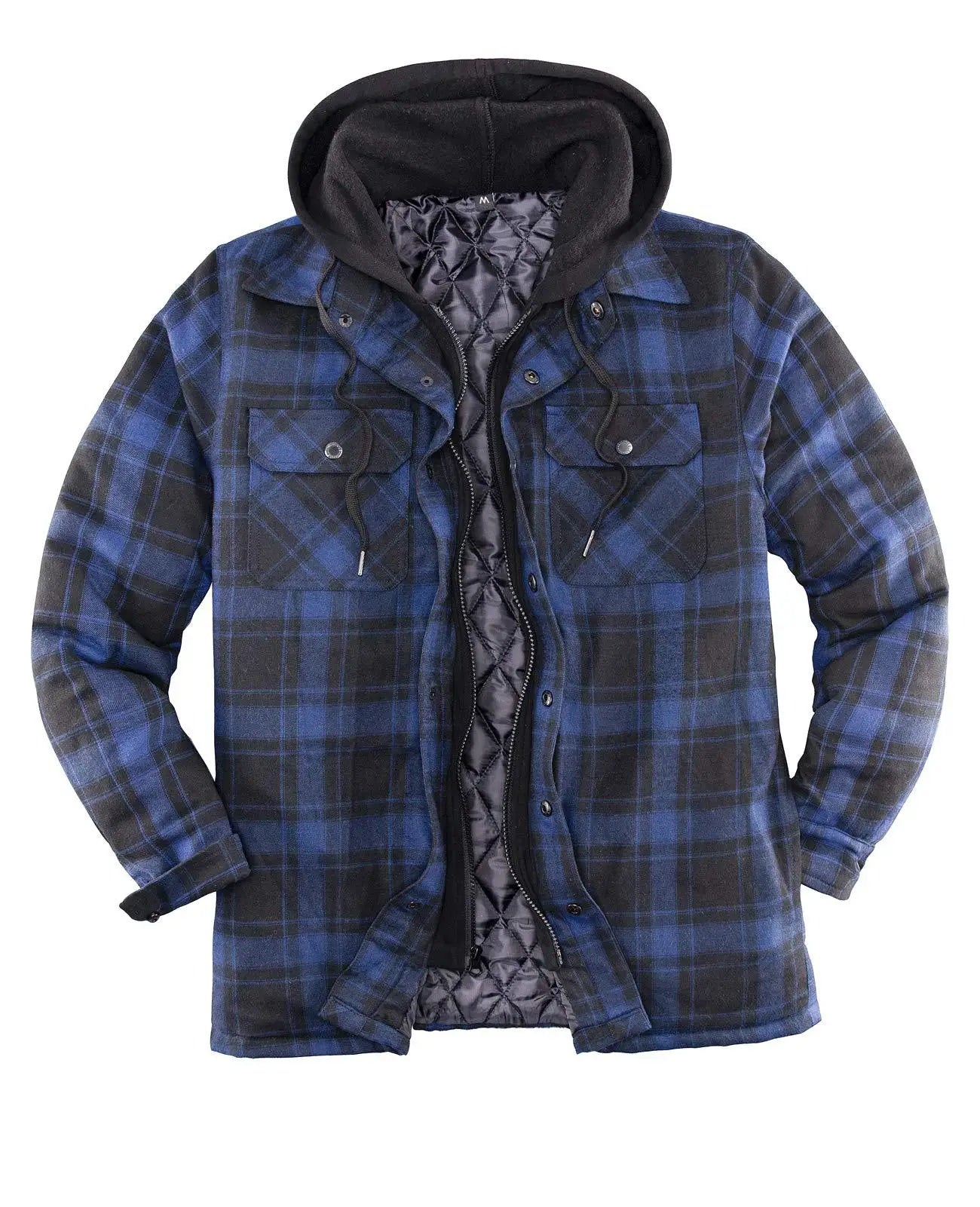 Thick Cotton Plaid Long Sleeved Loose Hooded Jacket