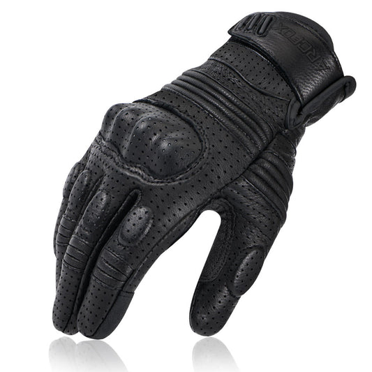 Black Motorcycle Leather Vintage Gloves